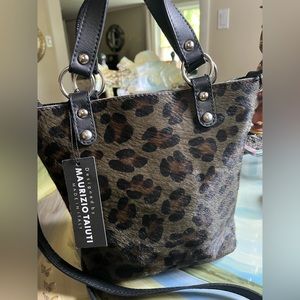 Handbag Maurizio Taiuti Italy Leopard Crossbody